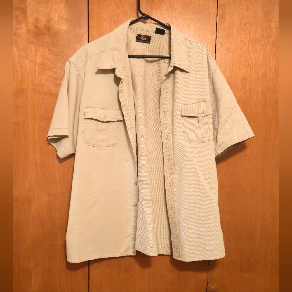 Route 66 Tan Lightweight Shirt  100% Cotton Button-Front Mens 3X VINTAGE